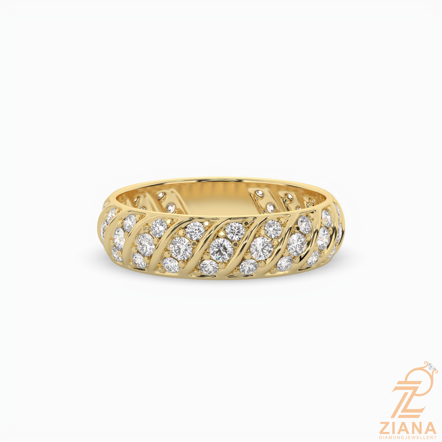 vintage leaf pattern diamond wedding band