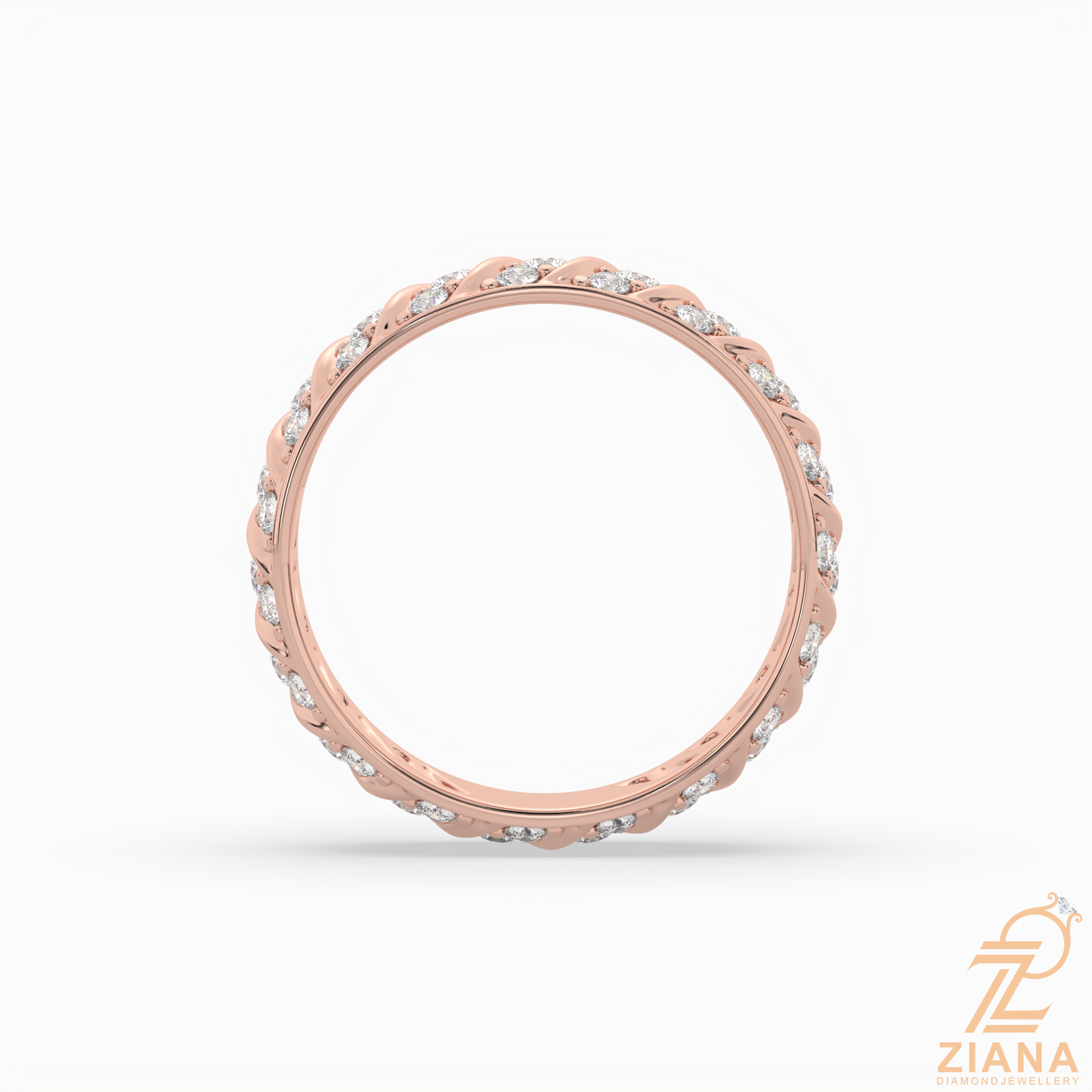 vintage leaf pattern diamond wedding band