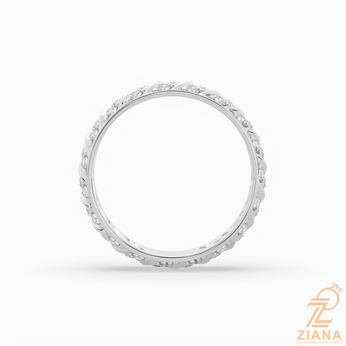 vintage leaf pattern diamond wedding band