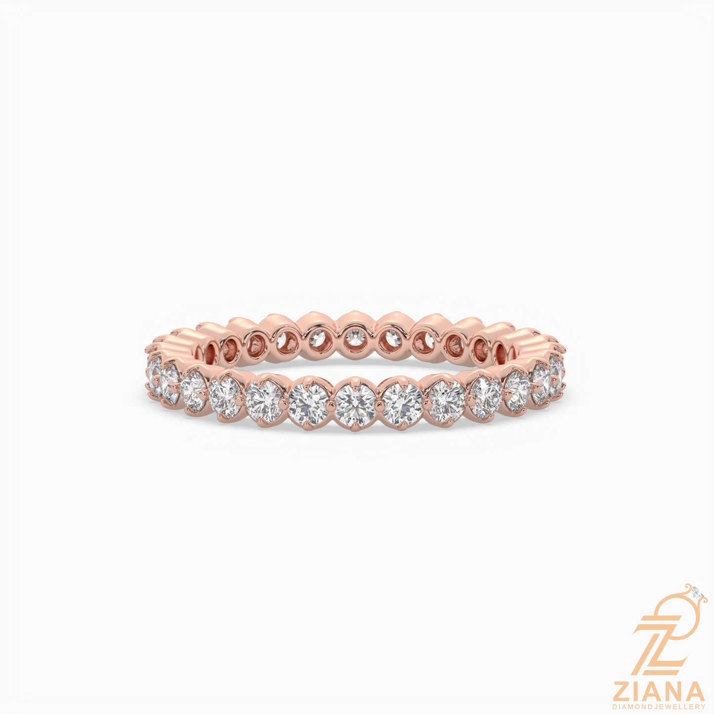 round brilliant diamond eternity band ring