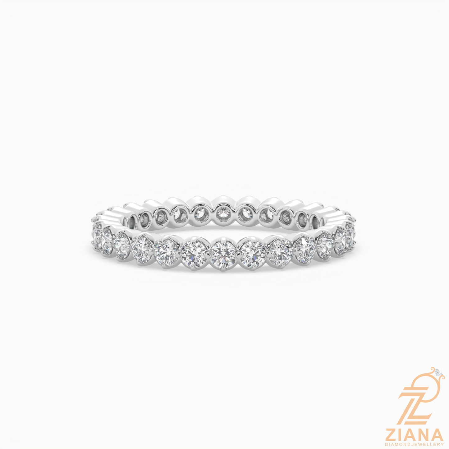 round brilliant diamond eternity band ring