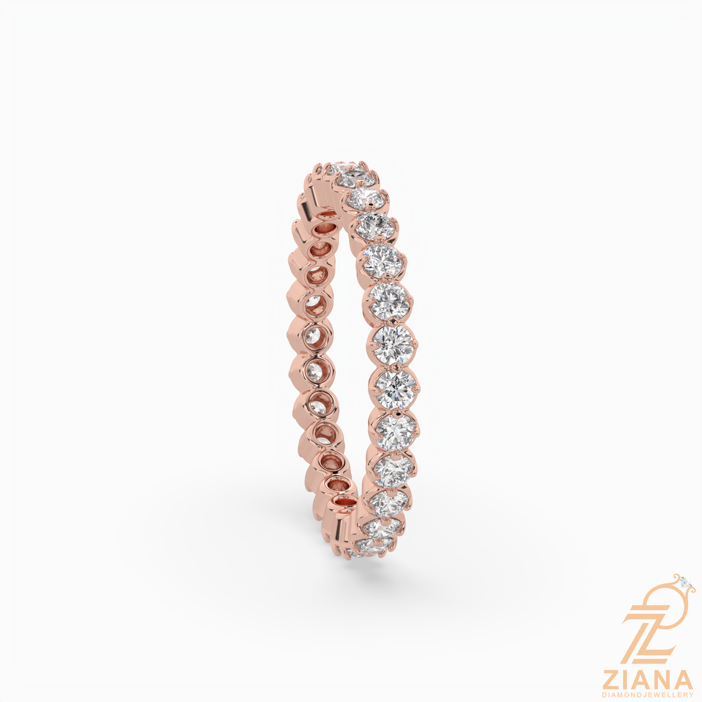 round brilliant diamond eternity band ring