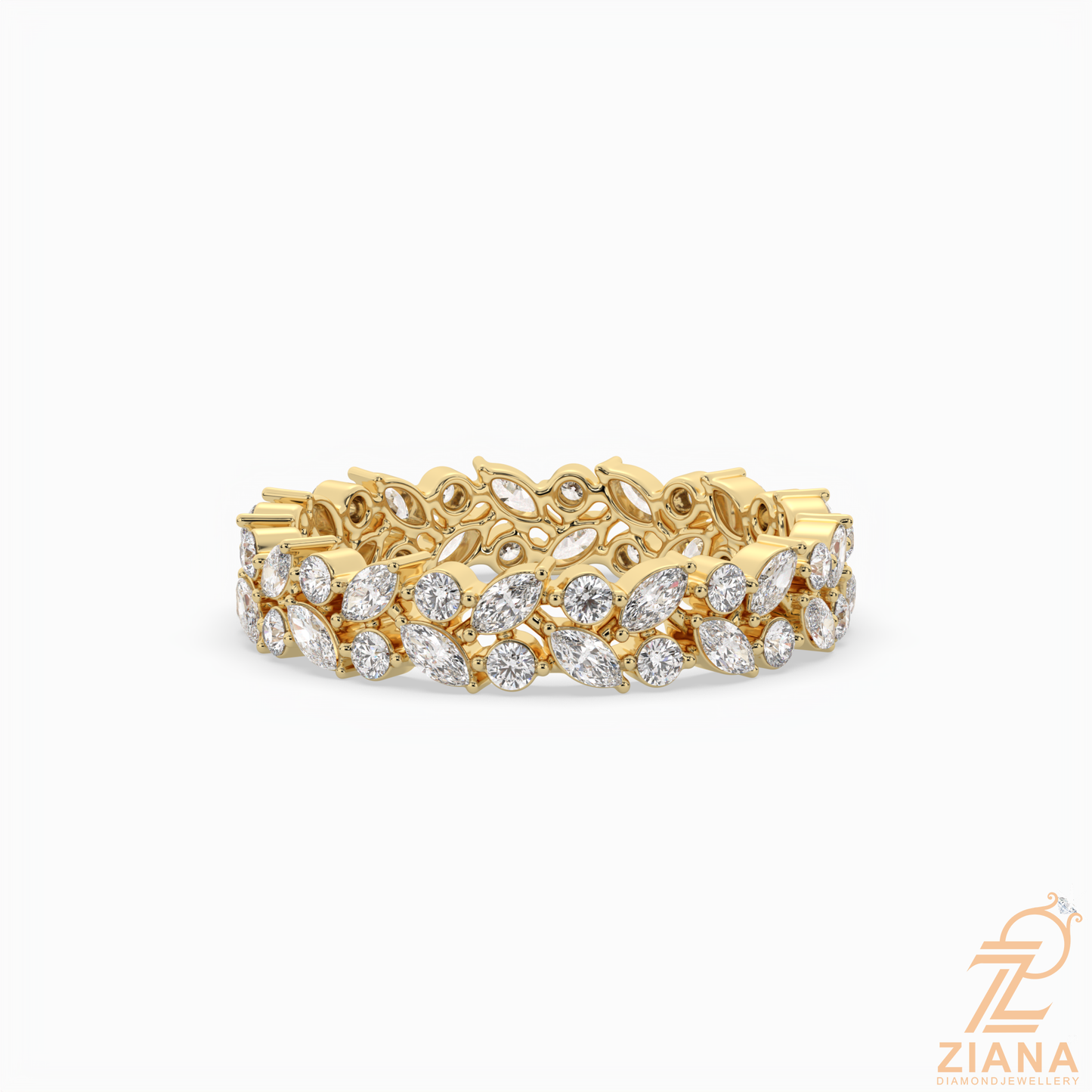 marquise & round diamond eternity band ring