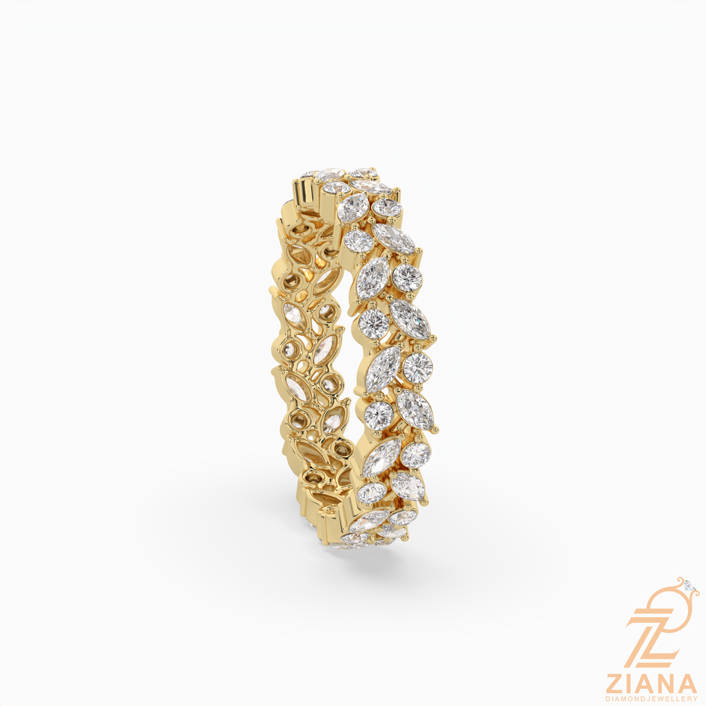 marquise & round diamond eternity band ring