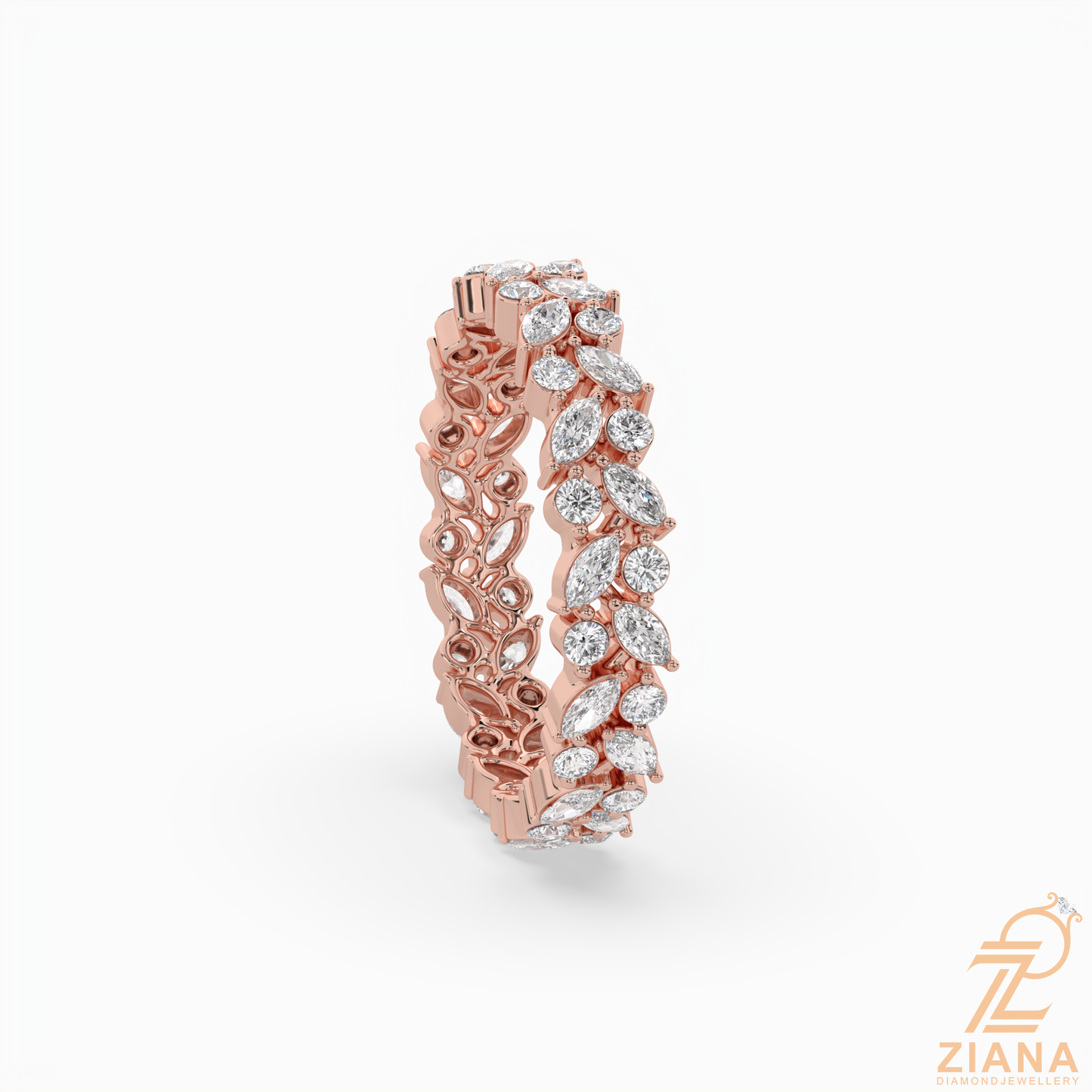 marquise & round diamond eternity band ring