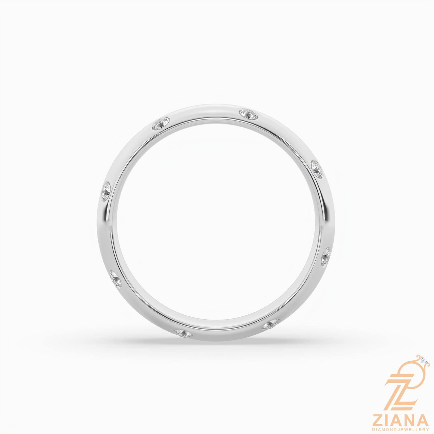 flush set round diamond band