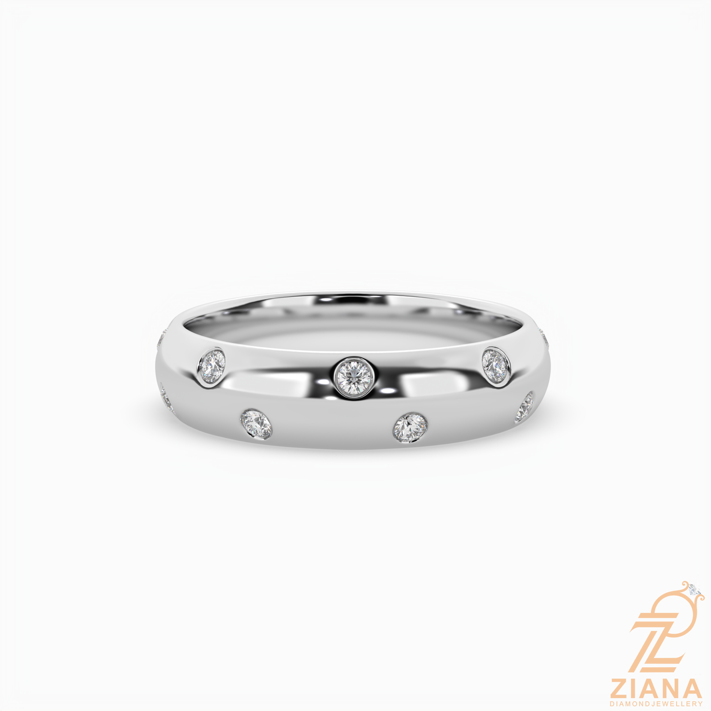 flush set round diamond band