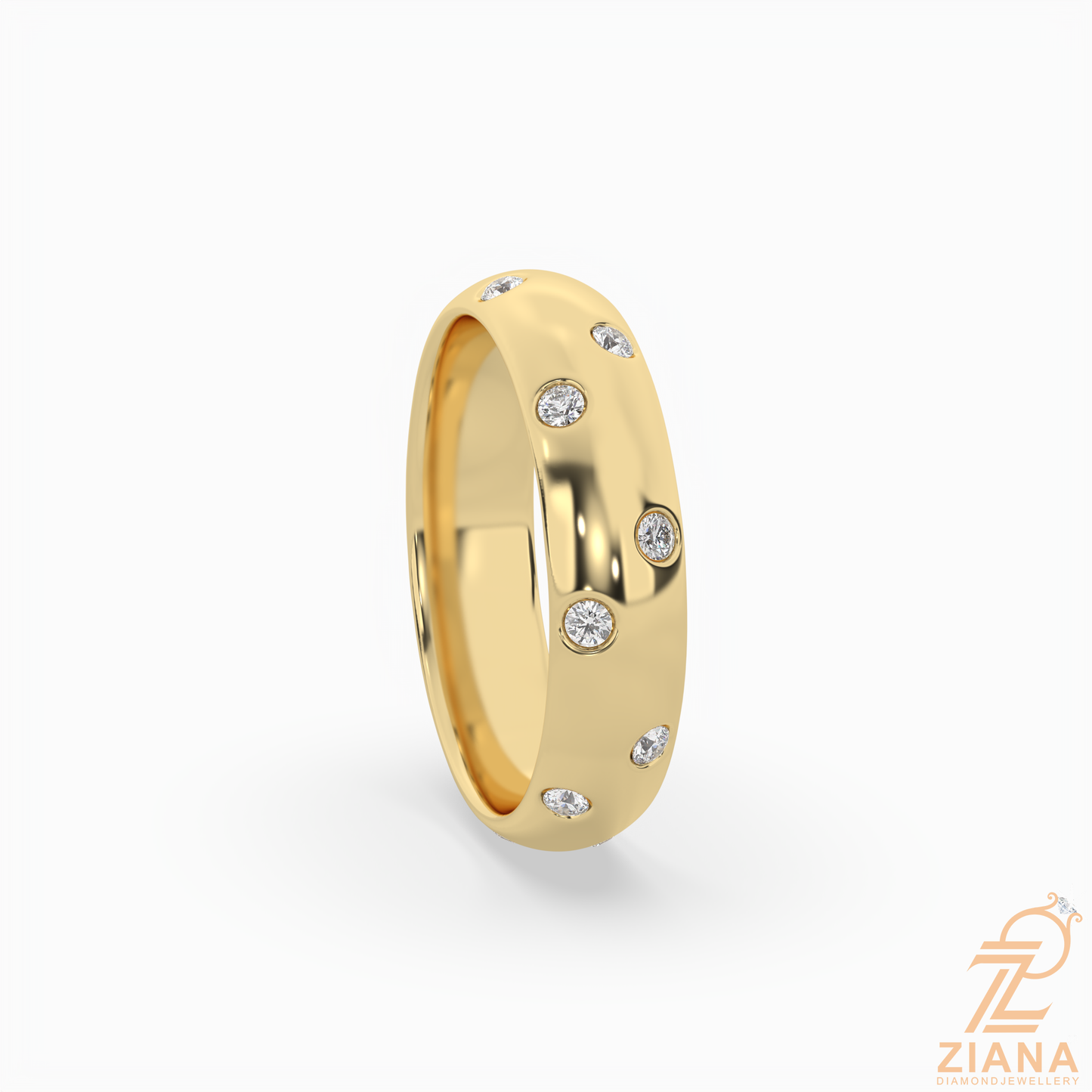 flush set round diamond band