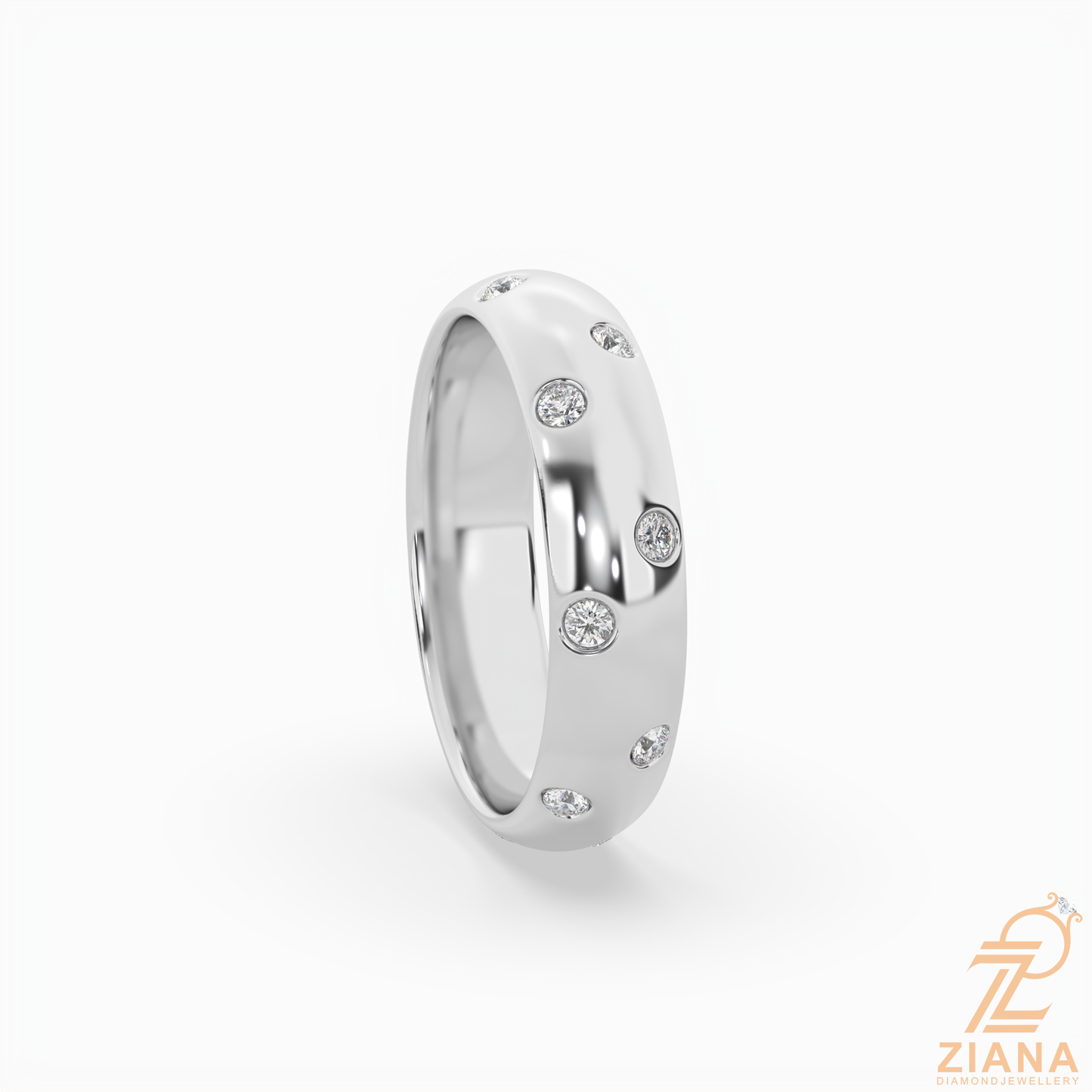 flush set round diamond band
