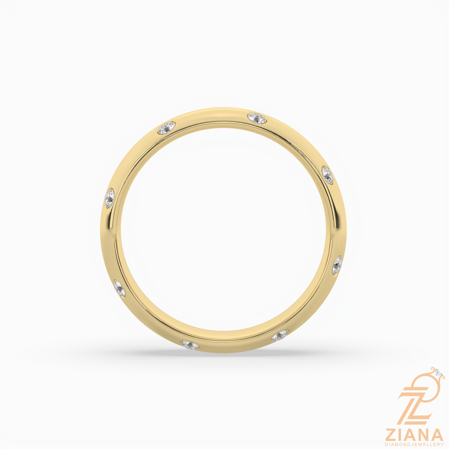 flush set round diamond band