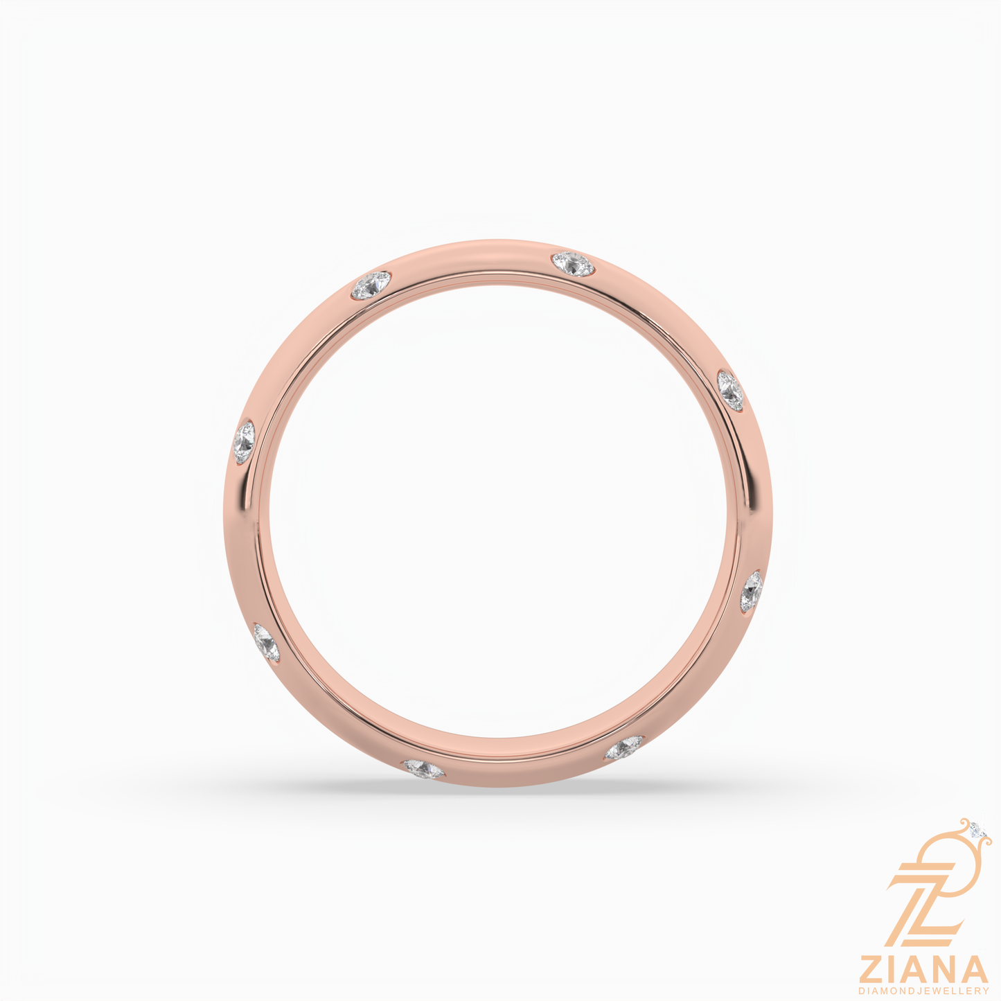 flush set round diamond band