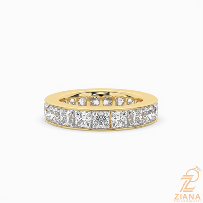 Channel Set Princess Diamond Wedding Band
