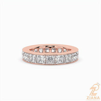 Channel Set Princess Diamond Wedding Band