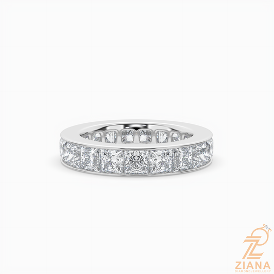 Channel Set Princess Diamond Wedding Band
