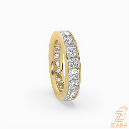 Channel Set Princess Diamond Wedding Band
