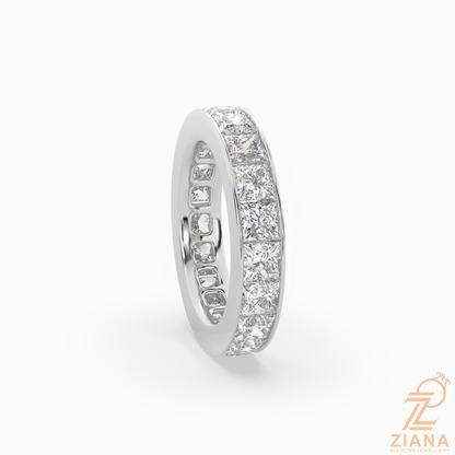 Channel Set Princess Diamond Wedding Band
