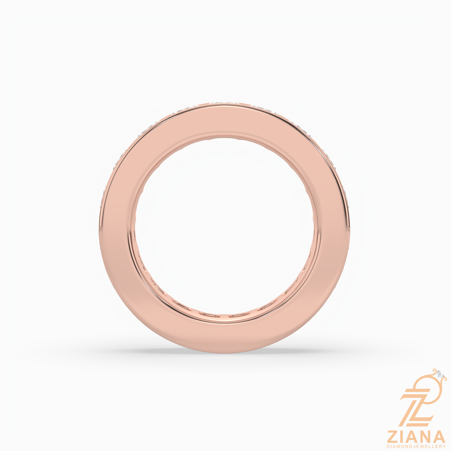 channel set princess diamond wedding band
