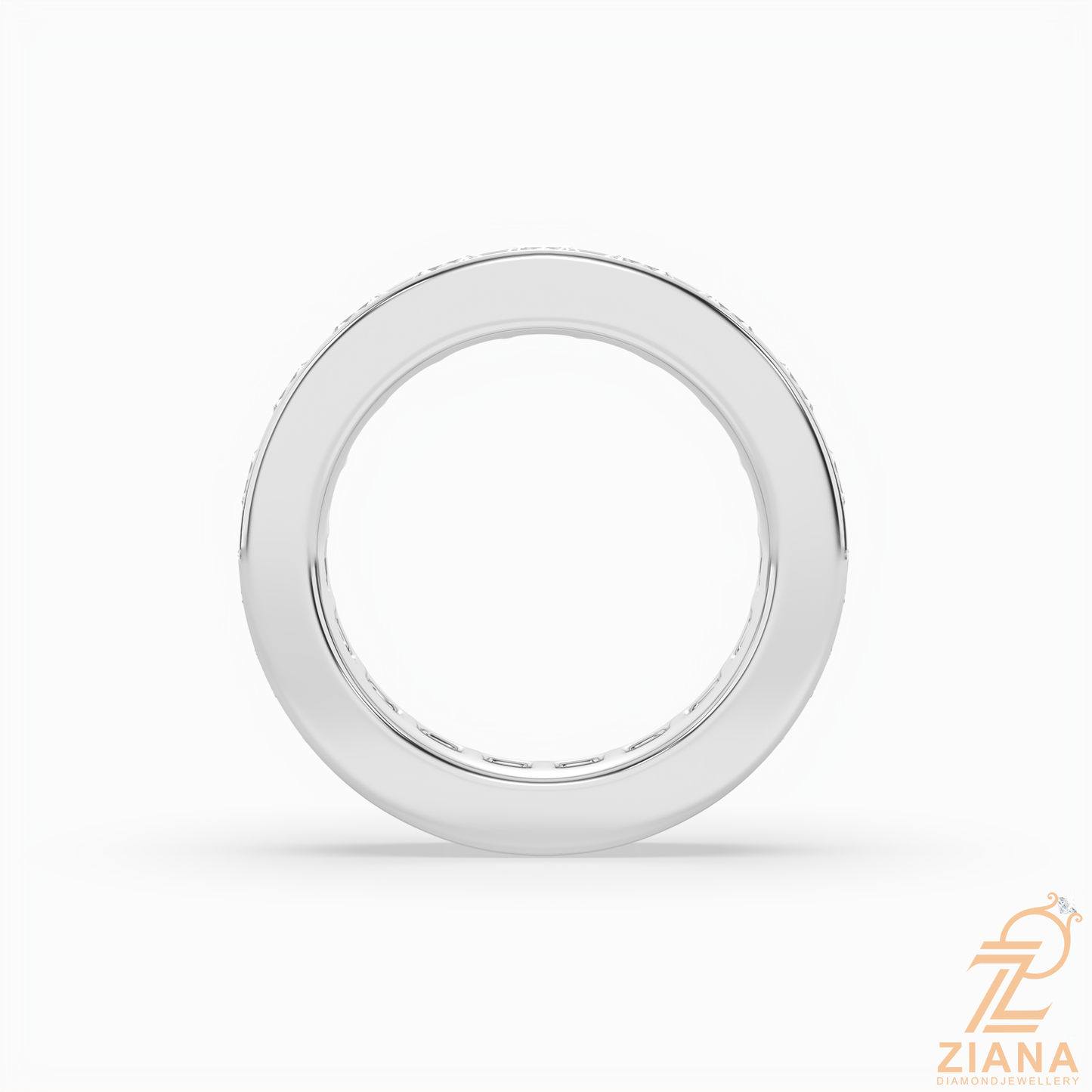 channel set princess diamond wedding band