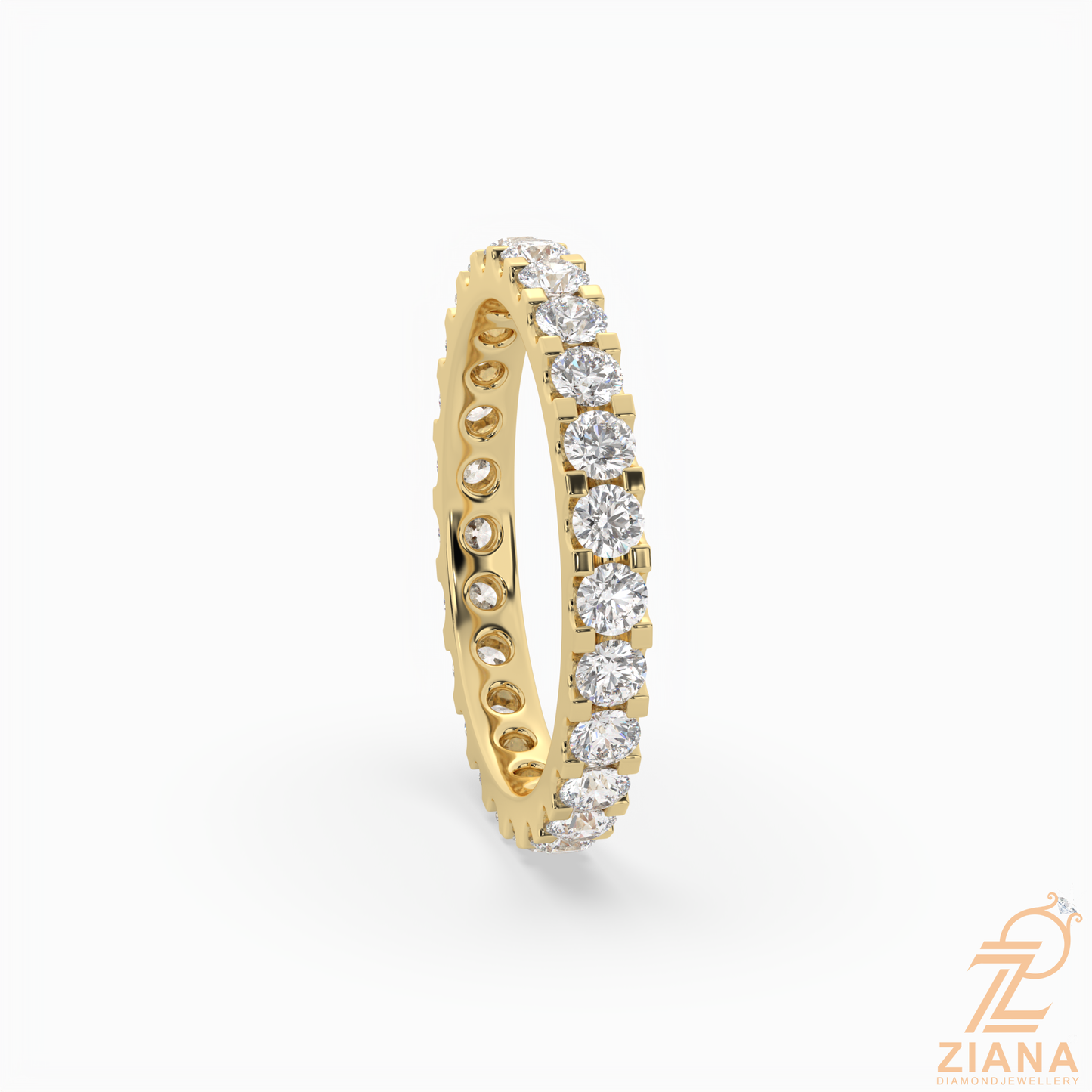 round brilliant cut diamond eternity band ring