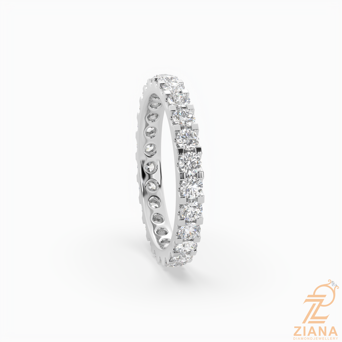 round brilliant cut diamond eternity band ring