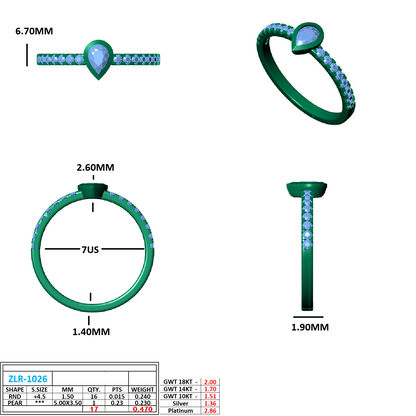 Pear Cut Solitaire Halo Diamond Shan