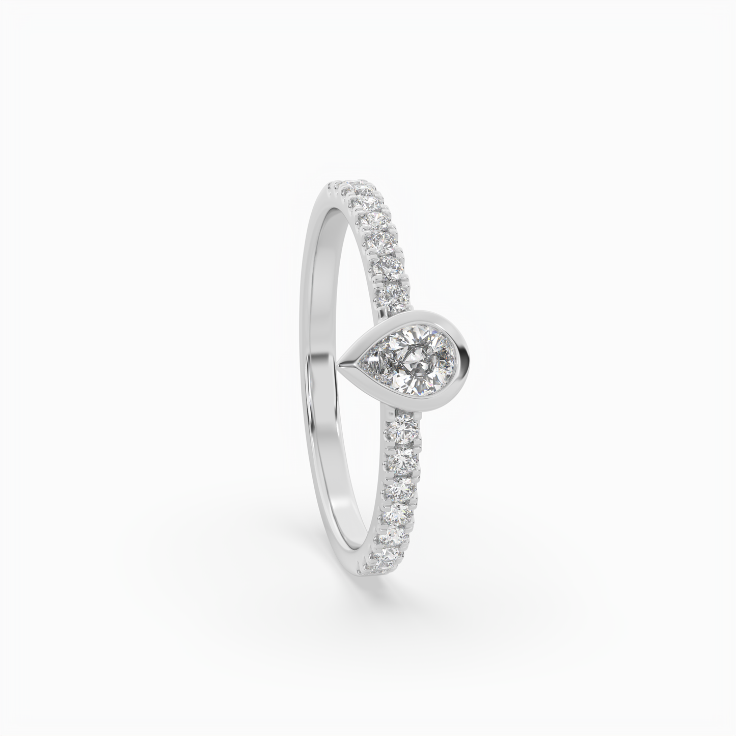 pear cut solitaire halo diamond shan