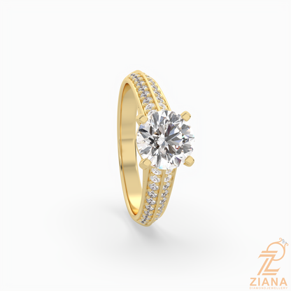 Round Brilliant Cut Diamond Split Shank Engagement Ring