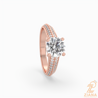 Round Brilliant Cut Diamond Split Shank Engagement Ring