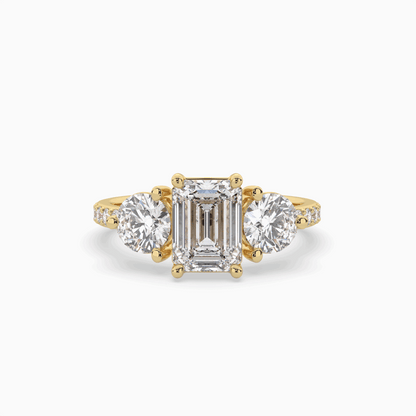 Lumina Three Stone Emerald Engagement Ring