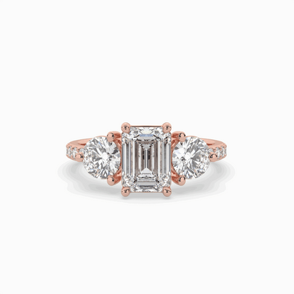 Lumina Three Stone Emerald Engagement Ring