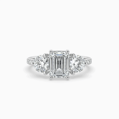 Lumina Three Stone Emerald Engagement Ring