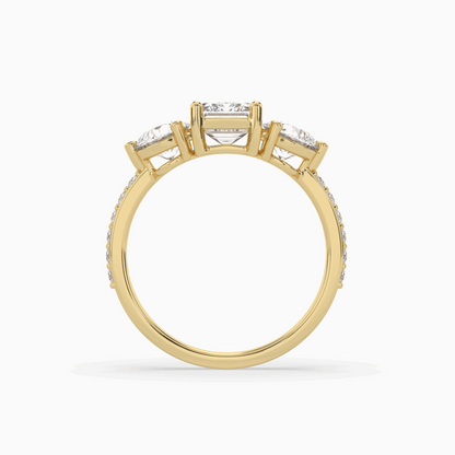 Lumina Three Stone Emerald Engagement Ring