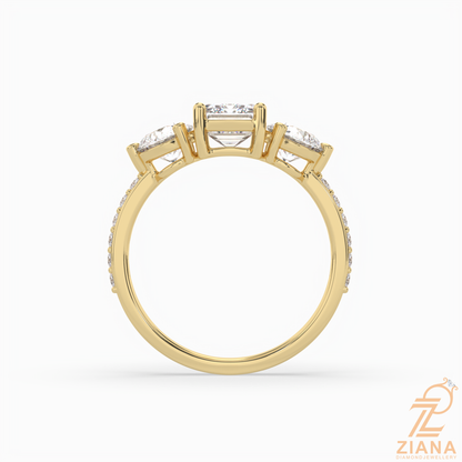 Emerald Cut Three Stone Diamond Engagement Ring
