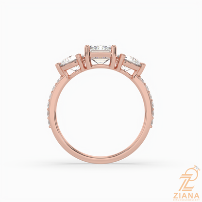 Emerald Cut Three Stone Diamond Engagement Ring