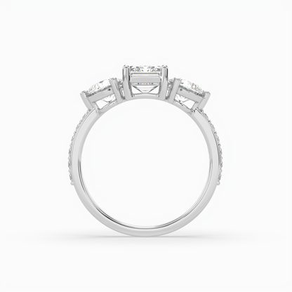 Lumina Three Stone Emerald Engagement Ring