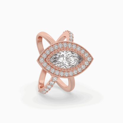 Pointer Marquise Cut Solitaire Halo Diamond Shank
