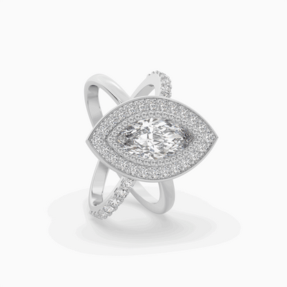 Pointer Marquise Cut Solitaire Halo Diamond Shank