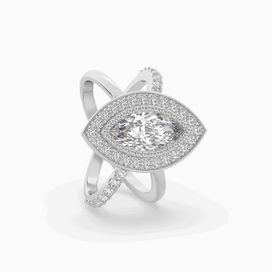 Pointer Marquise Cut Solitaire Halo Diamond Shank