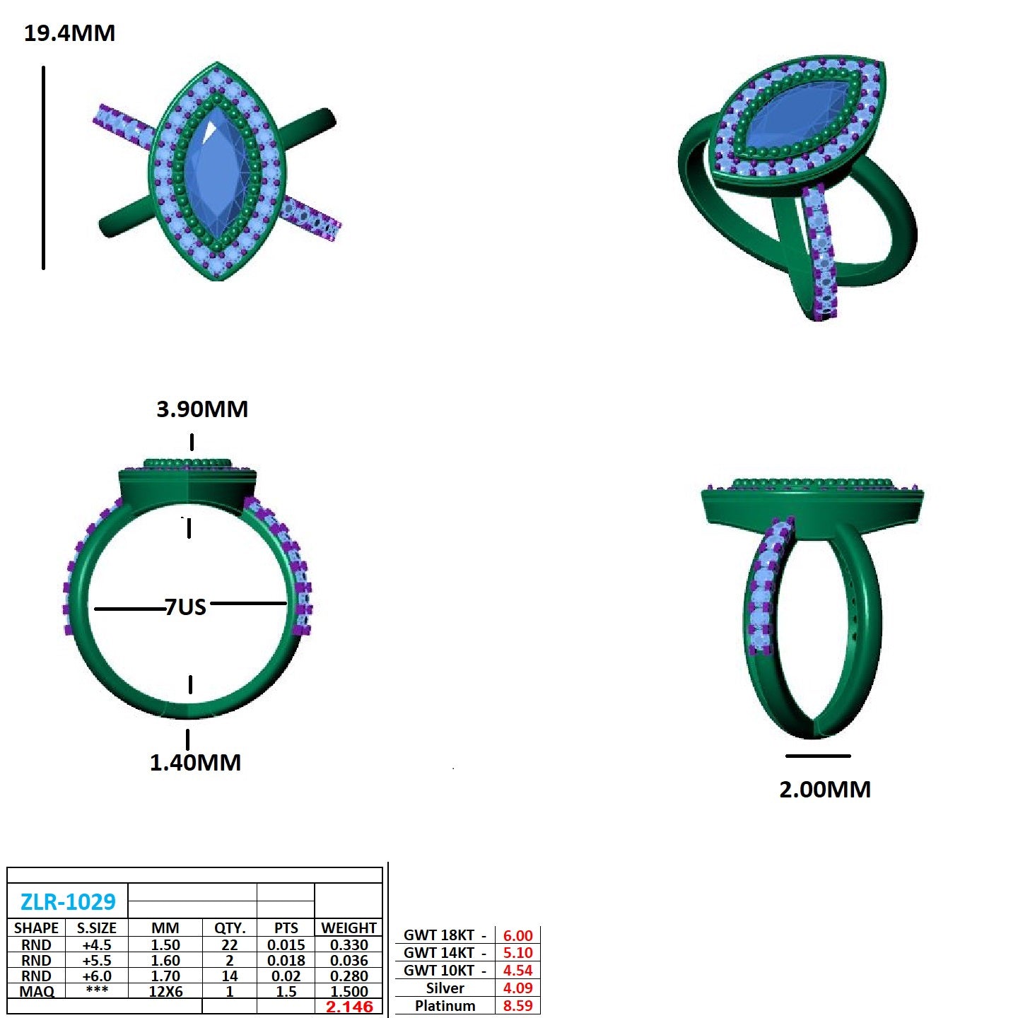pointer marquise cut solitaire halo diamond shank
