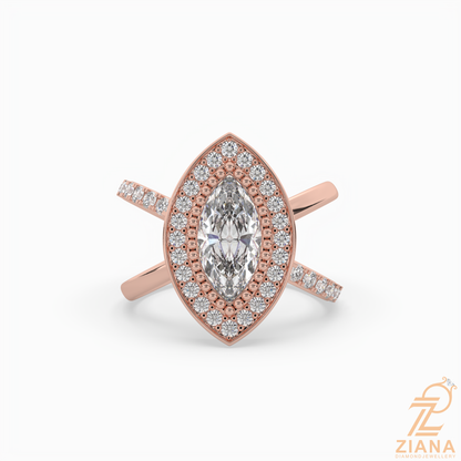 Marquise Halo Diamond Engagement Ring