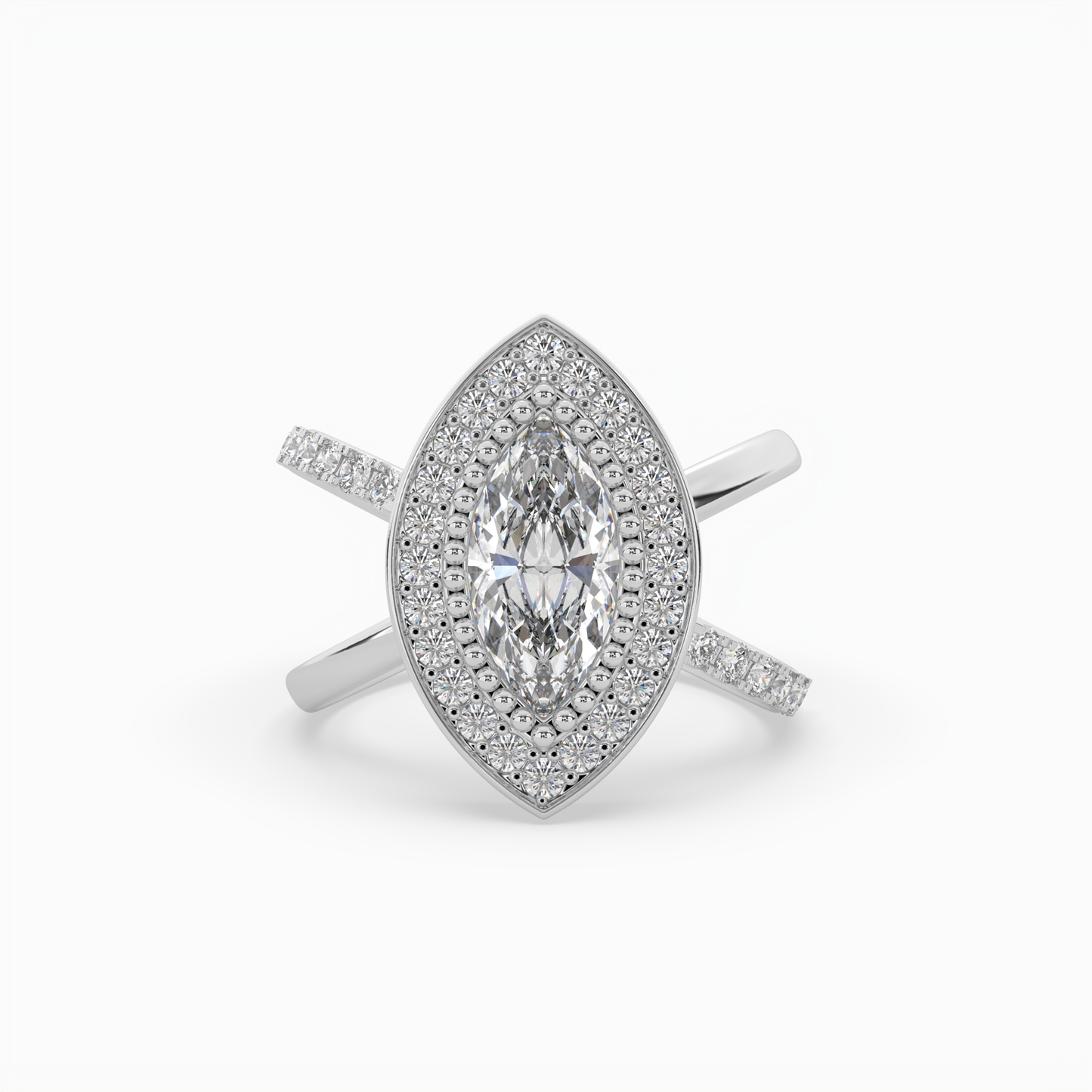 pointer marquise cut solitaire halo diamond shank