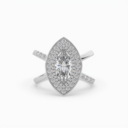 Pointer Marquise Cut Solitaire Halo Diamond Shank
