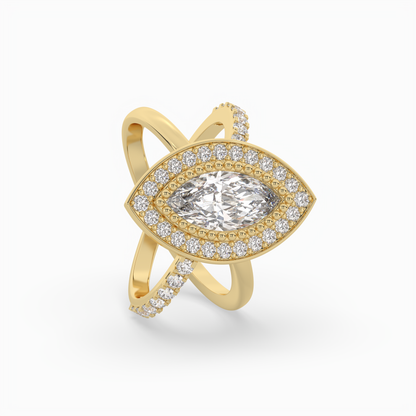 Pointer Marquise Cut Solitaire Halo Diamond Shank