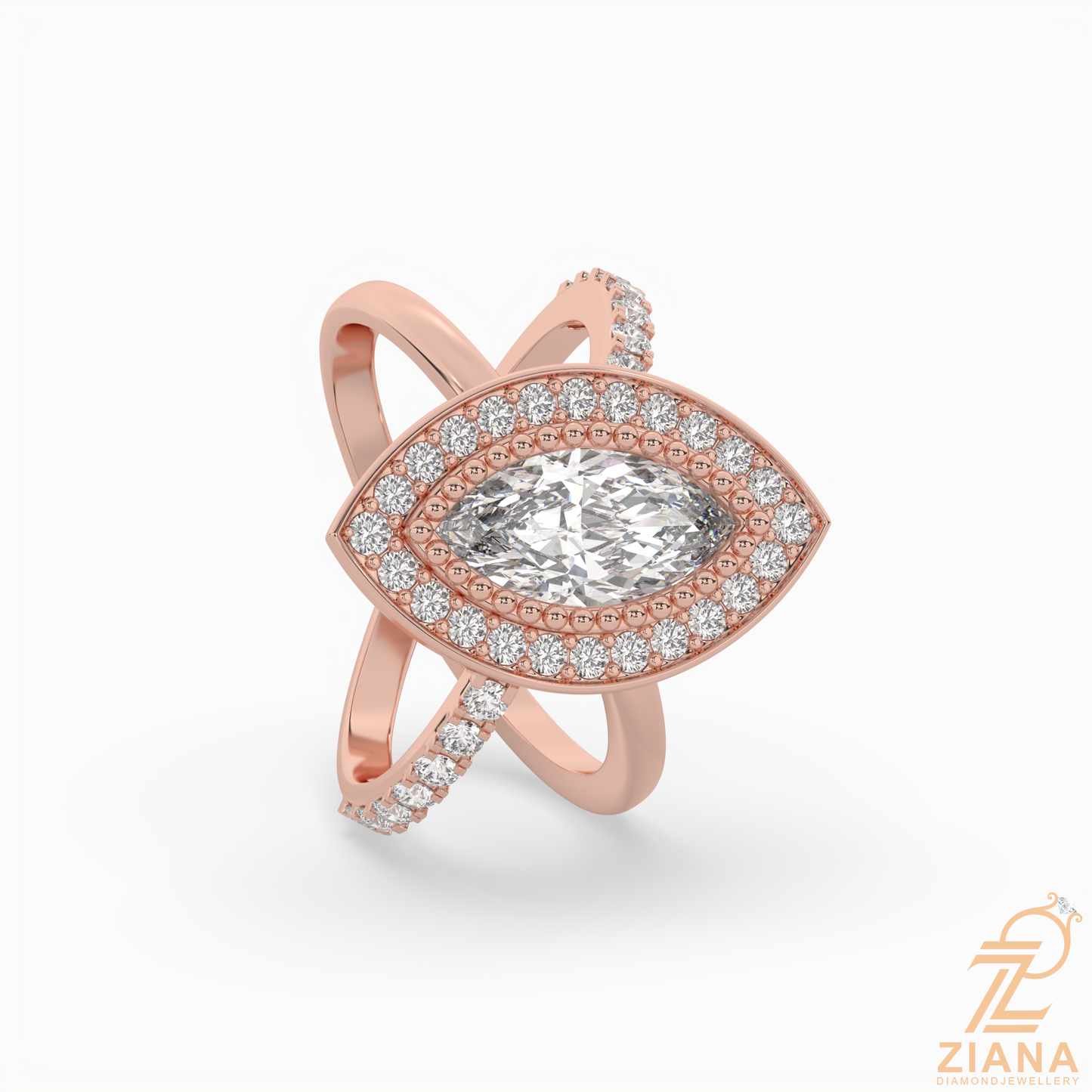 marquise halo diamond engagement ring