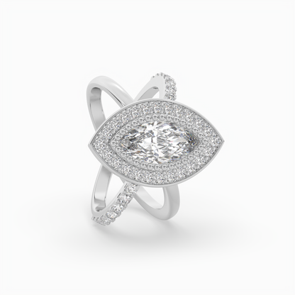 Pointer Marquise Cut Solitaire Halo Diamond Shank