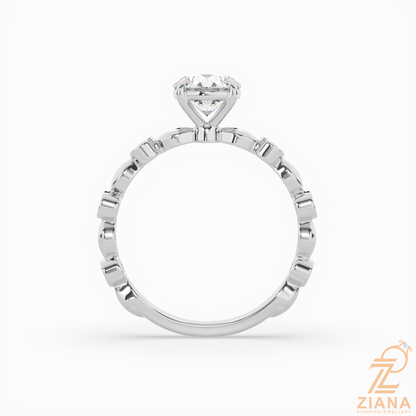 Round Brilliant Cut Diamond Bezel Accent Engagement Ring