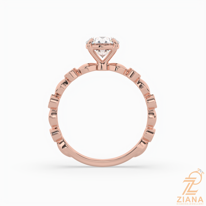 Round Brilliant Cut Diamond Bezel Accent Engagement Ring