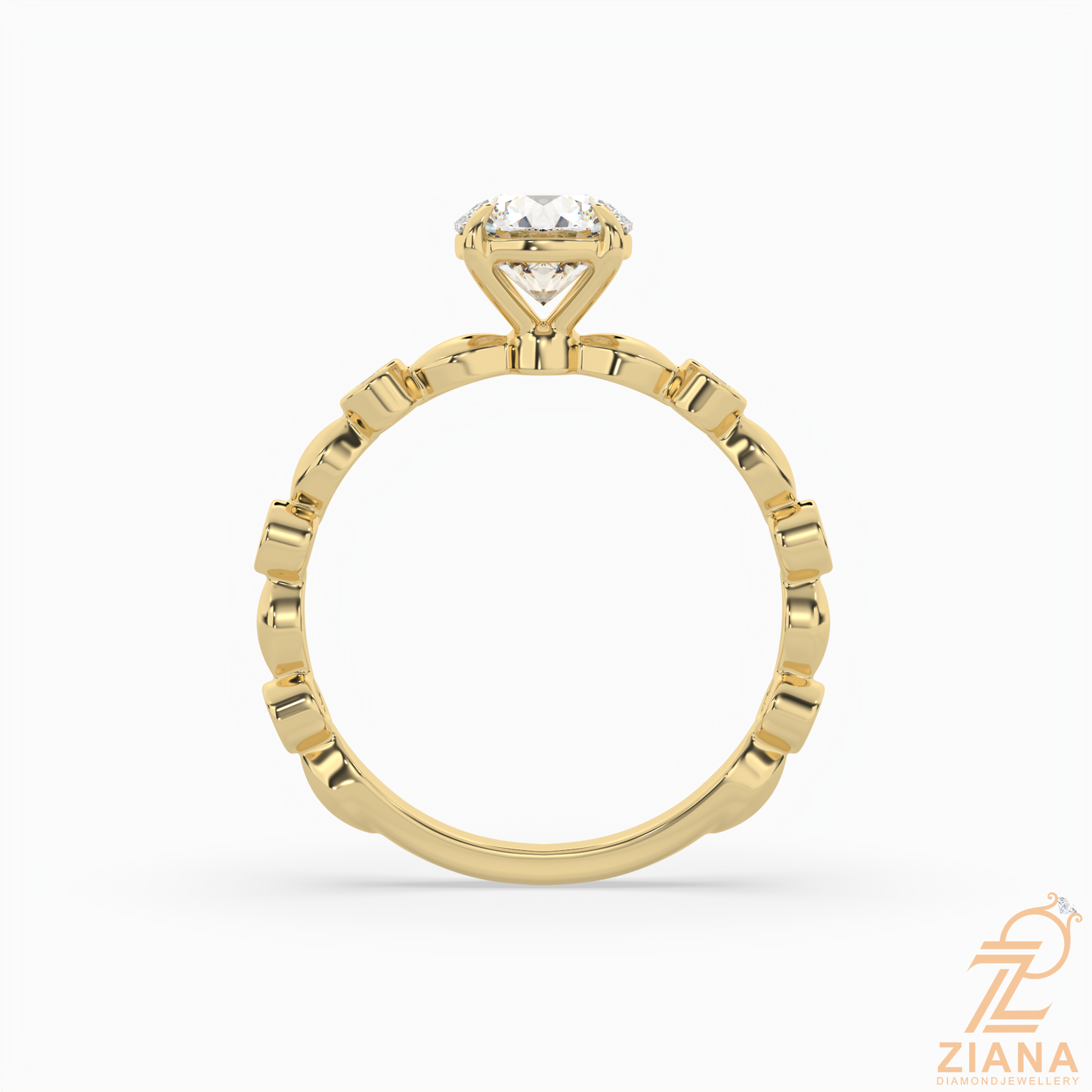 round brilliant cut diamond bezel accent engagement ring