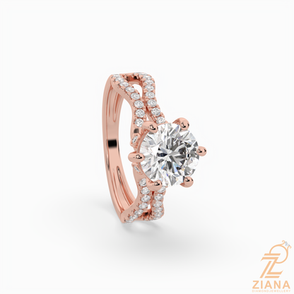 Round Brilliant Cut Diamond Split Shank Engagement Ring