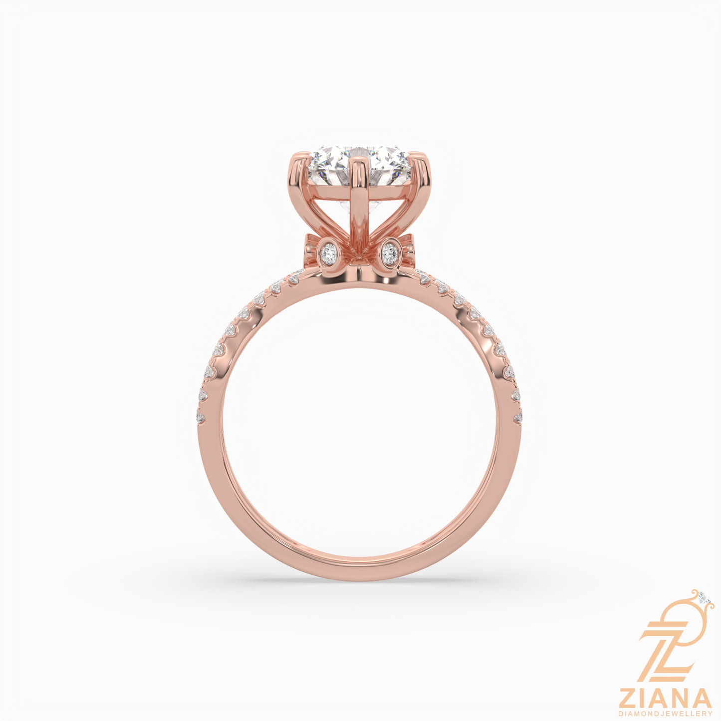 round brilliant cut diamond split shank engagement ring